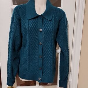 NWT CAbi #4657 Peacock Cardigan Sweater Deep Teal Size Small